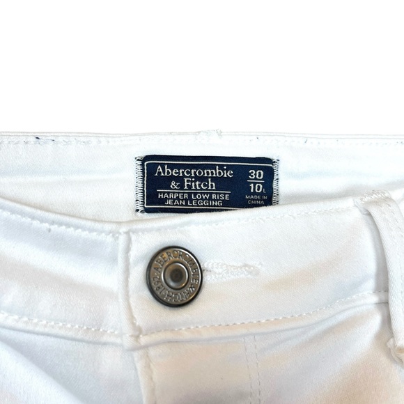 Abercrombie & Fitch Harper Low Rise Jeans Legging White Lyocell size 10 Long - Picture 7 of 8